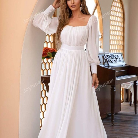 Women's Solid Color Rhinestone Collar Casual Lantern Sleeve Loose Hem Dress NWOT - Picture 5 of 10